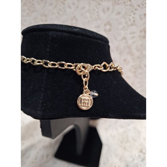 EUC Dana Buchman Gold-tone Red & Black Enamel Floral Rinestone Statement Necklac - Picture 4 of 4